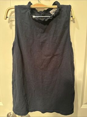 T.La Navy Ruffle Mock-Neck Sleeveless Tank